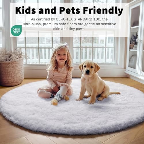 White Round Area Rugs 5ft (White / 5' (Round))