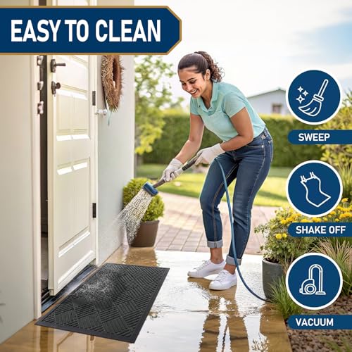 Front Door Mat Outside Entrance (Black / 59" X 23")
