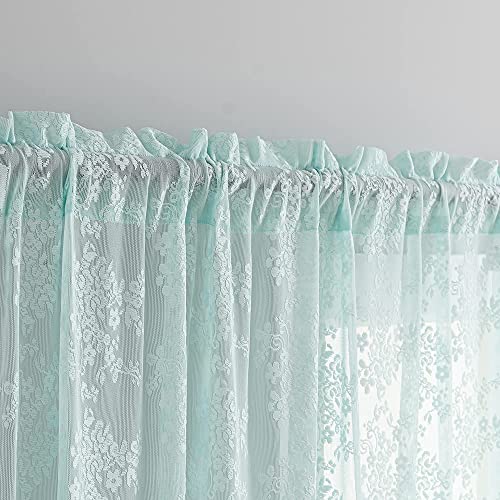 Vintage Lace Curtains 96 Inches Long (Aqua / 52"W x 96"L (Pack of 2))