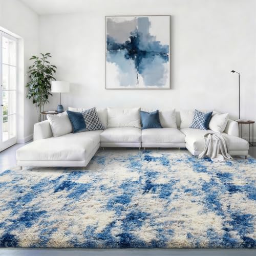 9x12 Blue and Gray Area Rugs for Living Room (Blue/White/Grey / 9' x 12' (Rectangular))