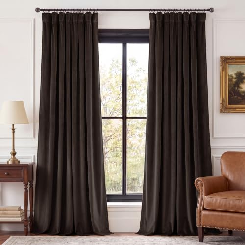 Luxury Brown Velvet Curtains for Living Room 108 inches (Brown Series - Dark Brown / 52"W x 108"L (Pack of 2))