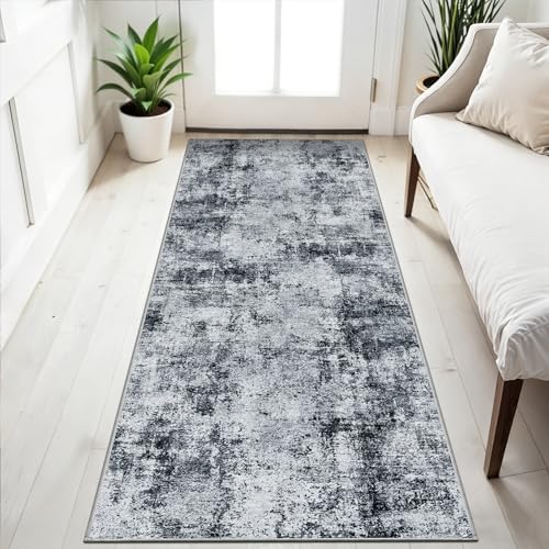 2x5 Washable Runner Rug for Hallway (Black/Grey / 2' x 5' (Rectangular))