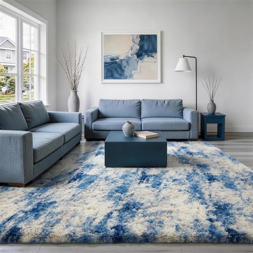 9x12 Blue and Gray Area Rugs for Living Room (Blue/White/Grey / 9' x 12' (Rectangular))