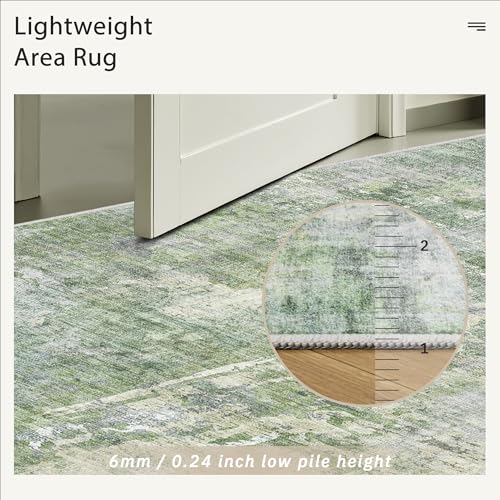 Abstract Rug 8x10 Large Living Room Area Rugs Washable Green (Green/Ivory / 8' x 10' (Rectangular))