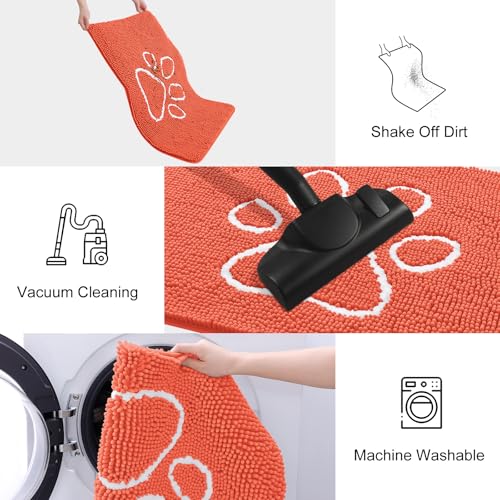 Dog Door Mat for Muddy Paws (30"X20" / Coral and White)