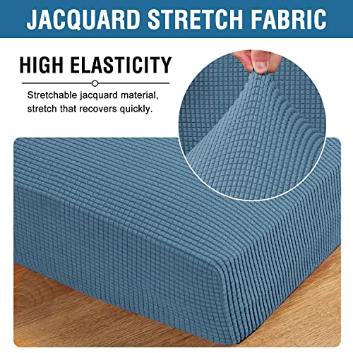Super Stretch Individual Seat Cushion Covers Sofa Covers Couch Cushion Covers Slipcover Sets Thick Jacquard Textured Twill Fabric (Dusty Blue / 2 Cushion Loveseat)