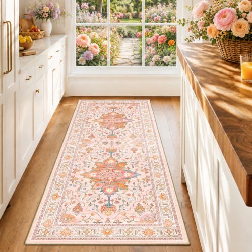 Washable Area Rug (Pink/Light Pink/Colorful / 2' x 6' (Rectangular))