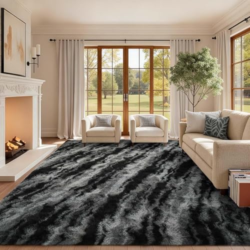 9x12 Ft Extra Large Shag Rugs for Living Room (Ba Black 4sm03 / 9' X 12' (Rectangular))