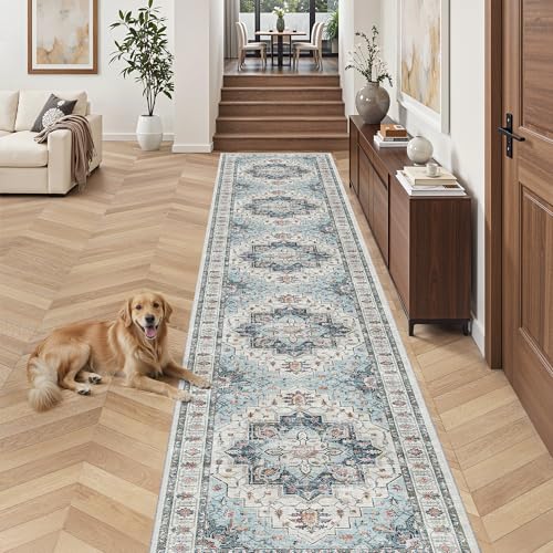 Hallway Runner Rug 2'6''x16' Kitchen Runners Vintage (Blue / 2'6" x 16' (Runner))