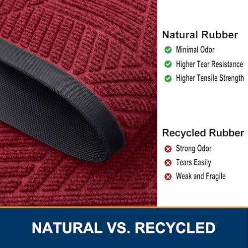 Half Circle Front Door Mat Outside Entrance (Wine Red / 29.5" X 17")