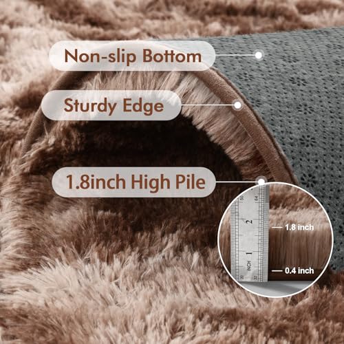 4x6 Ft Shag Brown Area Rug for Bedroom Living Room (Ac Tie Dyed Coffee / 4' X 6' (Rectangular))
