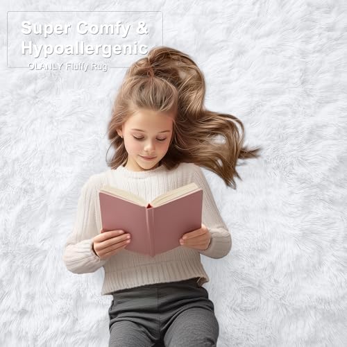 8x10 Machine Washable Large Area Rugs for Living Room (8x10 Ft / White)