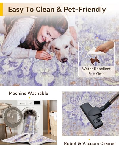 Washable Area Rug (Purple / 8' x 10' (Rectangular))