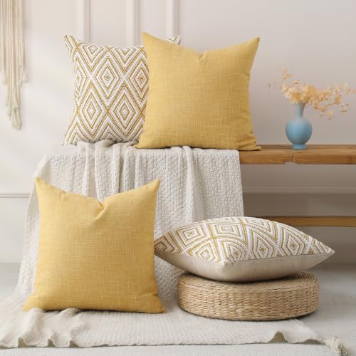 Throw Pillow Covers 18x18 (Ochre / 18" x 18" (Pack of 4))
