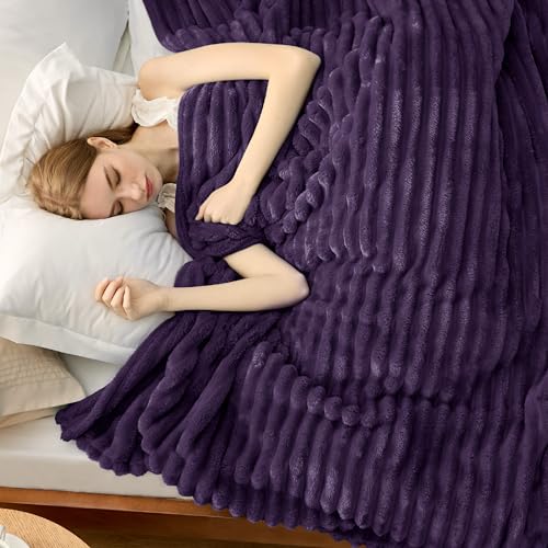 Soft King Size Blankets for Bed Purple 108"x90" (Purple / King)