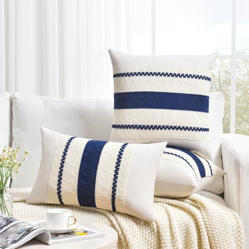 Set of 1 Navy Blue Lumbar Decorative Throw Pillow Covers 16x24 Inch for Couch Bed Sofa Living Room (24" x 16" (Pack of 1) / Navy Blue)