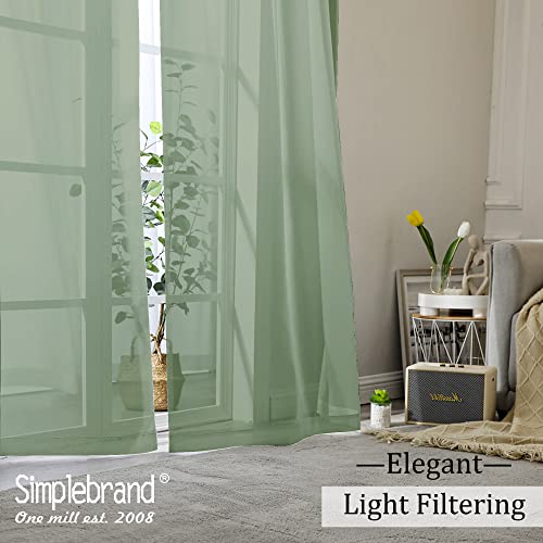 Sage Sheer Curtains 96 Inches Long (Sage Green / 42"W x 96"L (Pack of 2))