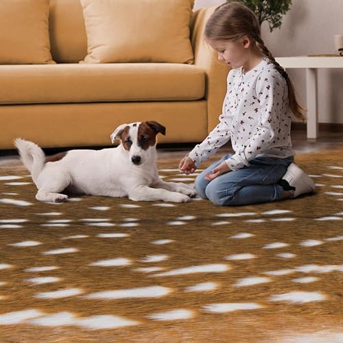 Deer Rug Antelope Print Rug (Brown-deer / 5'2" x 7' (Rectangular))