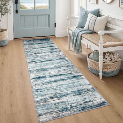 Modern Abstract Hallway Runner Rug 2x6 Washable Rug Runner Blue (Blue / 2' x 6' (Runner))