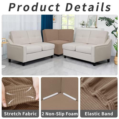 Stretch Soft Sectional Corner Sofa Couch Slipcover Camel (Medium Sectional Corner / Camel)