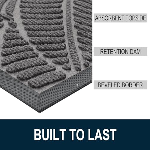 Waterproof Front Doormat (Dark Grey / 35" X 23")