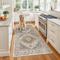 Washable Runner Rug 3x6 Runners for Hallways Non Slip (Turmeric/Grey / 3' x 6' (Runner))