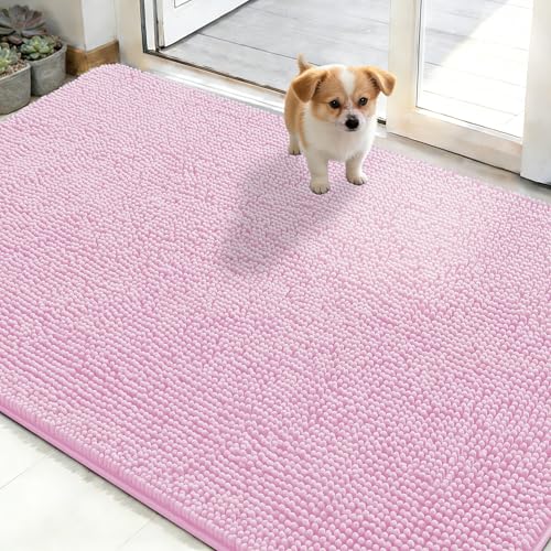 Dog Door Mat for Muddy Paws 48x30 (Pink / 48" X 30")