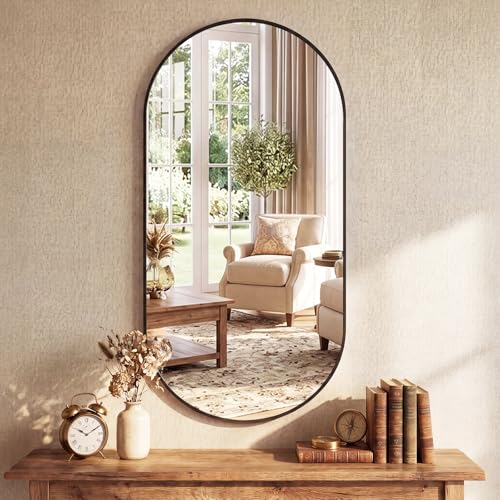 24" x 48" Black Bathroom Mirror for Wall (Black-oval / 24"L x 48"W)