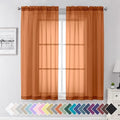 Orange Sheer Curtains 63 Inch Length 2 Panels Set (40"W x 63"L (Pack of 2) / Orange)