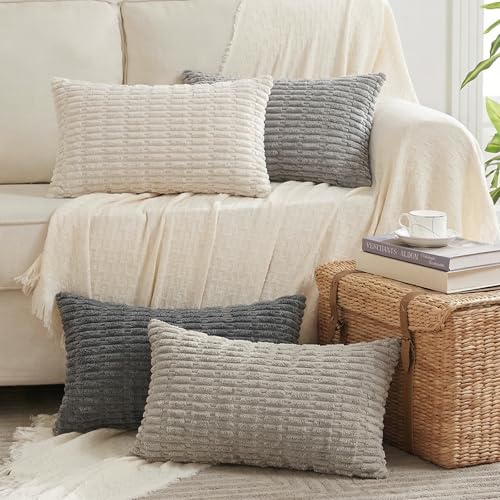 4 Packs Decorative Throw Pillow Covers for Living Room Couch Bed (24" x 16" (Pack of 4) / Grey Series)