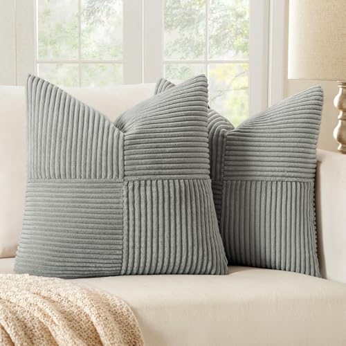 Silver Grey Decorative Throw Pillow Covers for Couch 18x18 Inch (18" x 18" (Pack of 2) / Silver Grey)