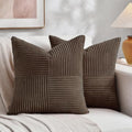2 Packs Dark Brown Big Decorative Throw Pillow Covers 24x24 Inch for Living Room Couch Bed (Dark Brown / 24" x 24" (Pack of 2))