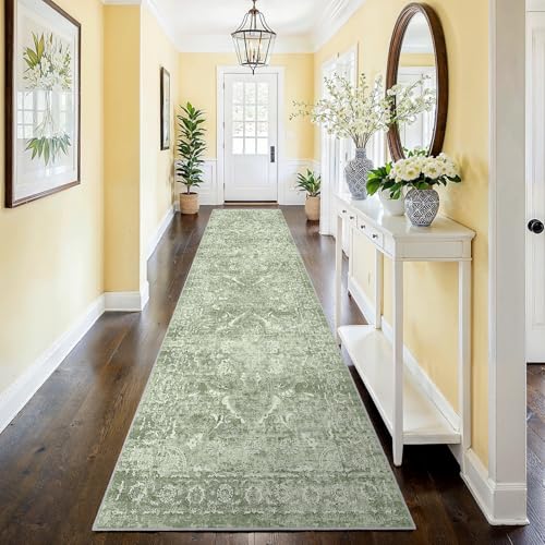 2'6"x12 Washable Runner Rug (Muted Sage Green / 2'6" x 12' (Runner))