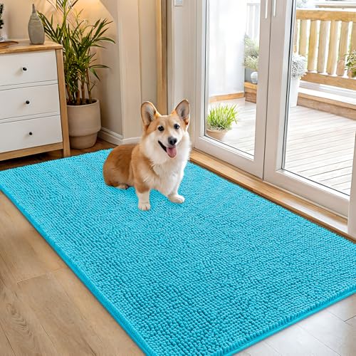 Dog Door Mat for Muddy Paws 54x32 (Aqua Blue / 54" X 32")