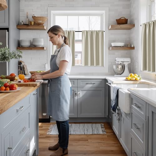 100% Blackout Short Curtains for Small Window (100% Blackout - Natural / 29"W x 24"L (Pack of 2))