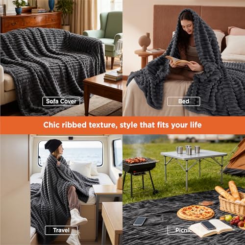 Soft Queen Size Blanket for Bed Grey 90"x90" (Grey / Queen)
