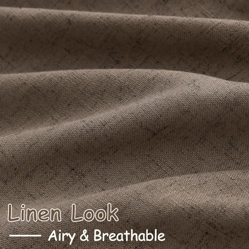 Light Brown Linen Curtains 120 Inch Extra Long for Living Room Back Tab Light Filtering Semi Sheer Drapes Modern Farmhouse Boho Decor Cotton Textured Curtain for Floor to Ceiling High Window 52x120 (52"W x 120"L (Pack of 2) / Light Brown)