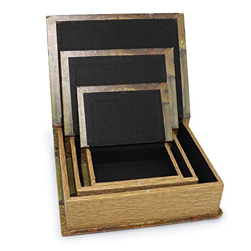 Decorative Book Boxes World Map Pattern Antique Book Invisible box with Magnetic cover (Map)