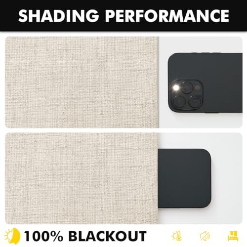 100% Blackout Linen Curtains 42 x 84 Inch Linen Beige 2 Panels (Linen Beige / 42"W x 84"L (Pack of 2))