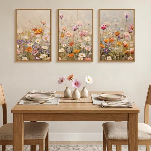 Large Nature Wildflowers Framed Canvas Wall Art (Nature Wildflowers Wall Art / 16"L x 24"W)