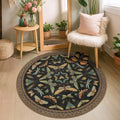 Black Boho 4ft Round Small Rugs for Entryway Non Slip (4' (Round) / Black / Multi)