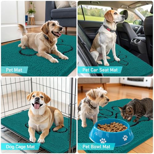 Dog Door Mat for Muddy Paws 30x20 (Lake Blue / 30" X 20")