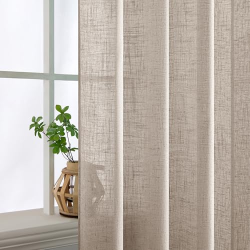 Natural Linen Curtains 52x90 Inch Long 2 Panels for Bedroom (52"W x 90"L (Pack of 2) / Natural)
