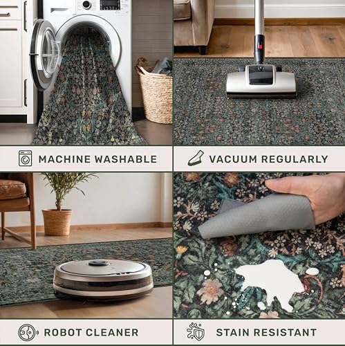 Dark Green Washable Entry Rug (Dark Green / Black / 2' x 3' (Rectangular))