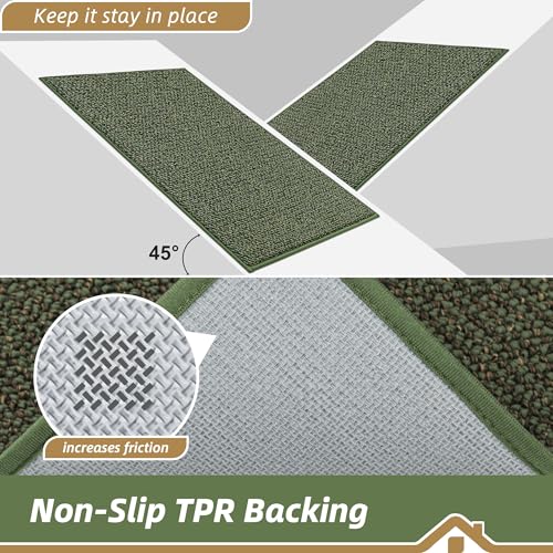 Kitchen Rugs and Mats 2PCS Non (Green / 24"x36"+24"x60" (Rectangular))