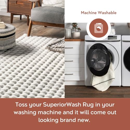 Jeni Off White Checkered Washable Area Rug (Jeni Off White / 2' x 3' (Rectangular))