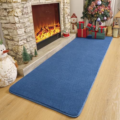 Modern Soft Hallway Runner Rug (2' x 10' (Runner) / Blue)
