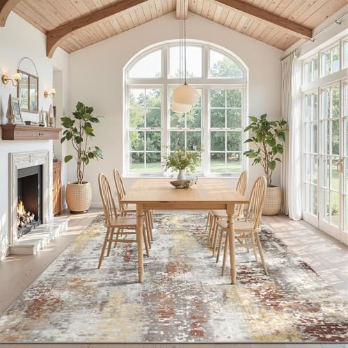Washable 7x10 Area Rug with Non (Taupe Grey Brown / 7' x 10' (Rectangular))