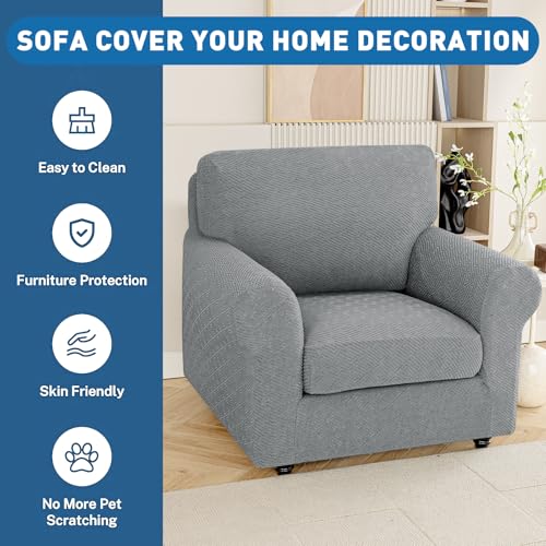 1 Piece Stretch Couch Cushion Covers Individual Sofa Slipcovers (Single Seat Cushion/Backrest / Light Gray（big Sale))