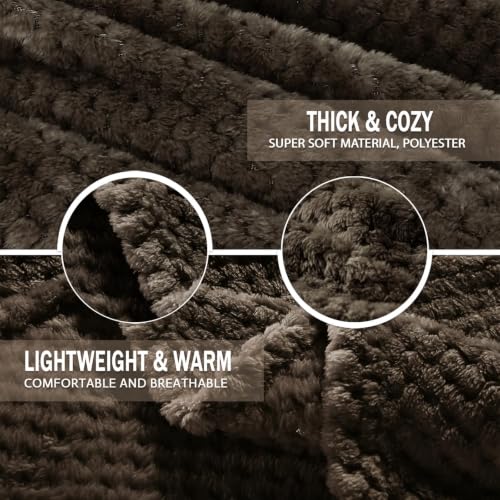 Large Waffle Fleece Throw Blanket for Couch (Coffee / 50x70 in)